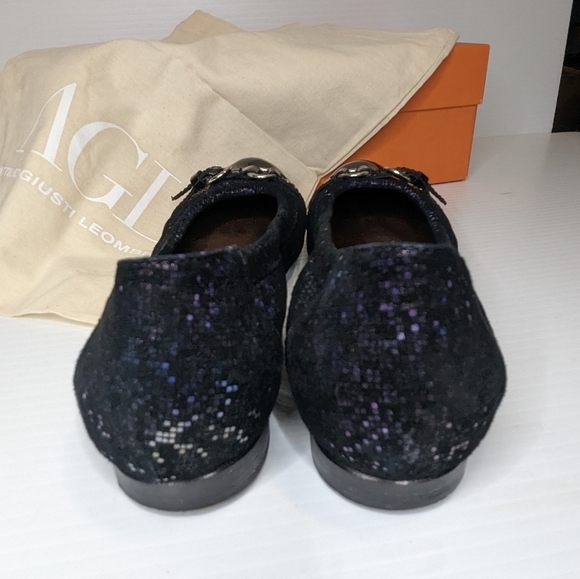 AGL Attilio Giusto Leombruni women's black shimmer ballet shoes flats 37 (US 6) - Picture 6 of 10